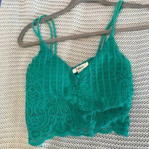 turquoise/teal cropped tank, size S